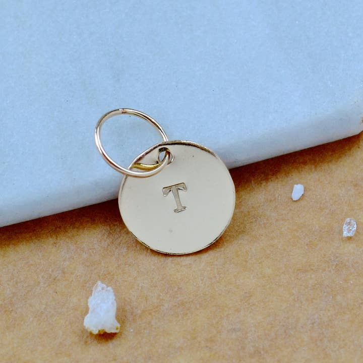 Letter T Charm - initial charm pendant with letter T // 4 fonts for wholesale by Foamy Wader