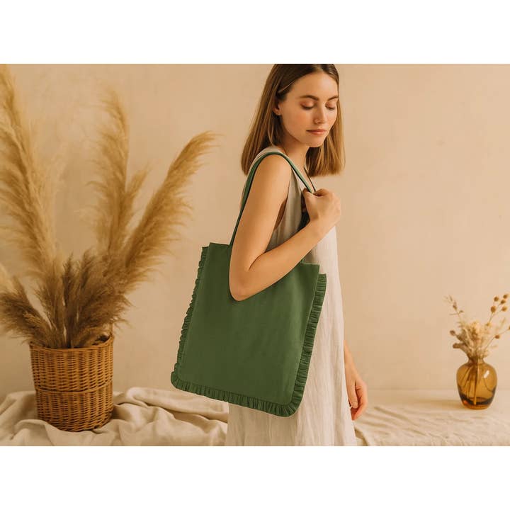 House of Kraft Jewelry & Accessories - Wholesale Tote bag – Women's - Canvas Ruffle Tote | Canvas Colored Tote Bag | Unbranded 13