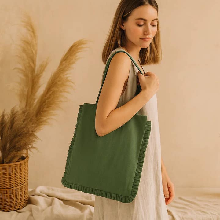 Fabrica Kraft – Engroshandel Tote bag - Dame – Canvas Ruffle Taske | Canvas Farvet Taske | Uden Mærke29