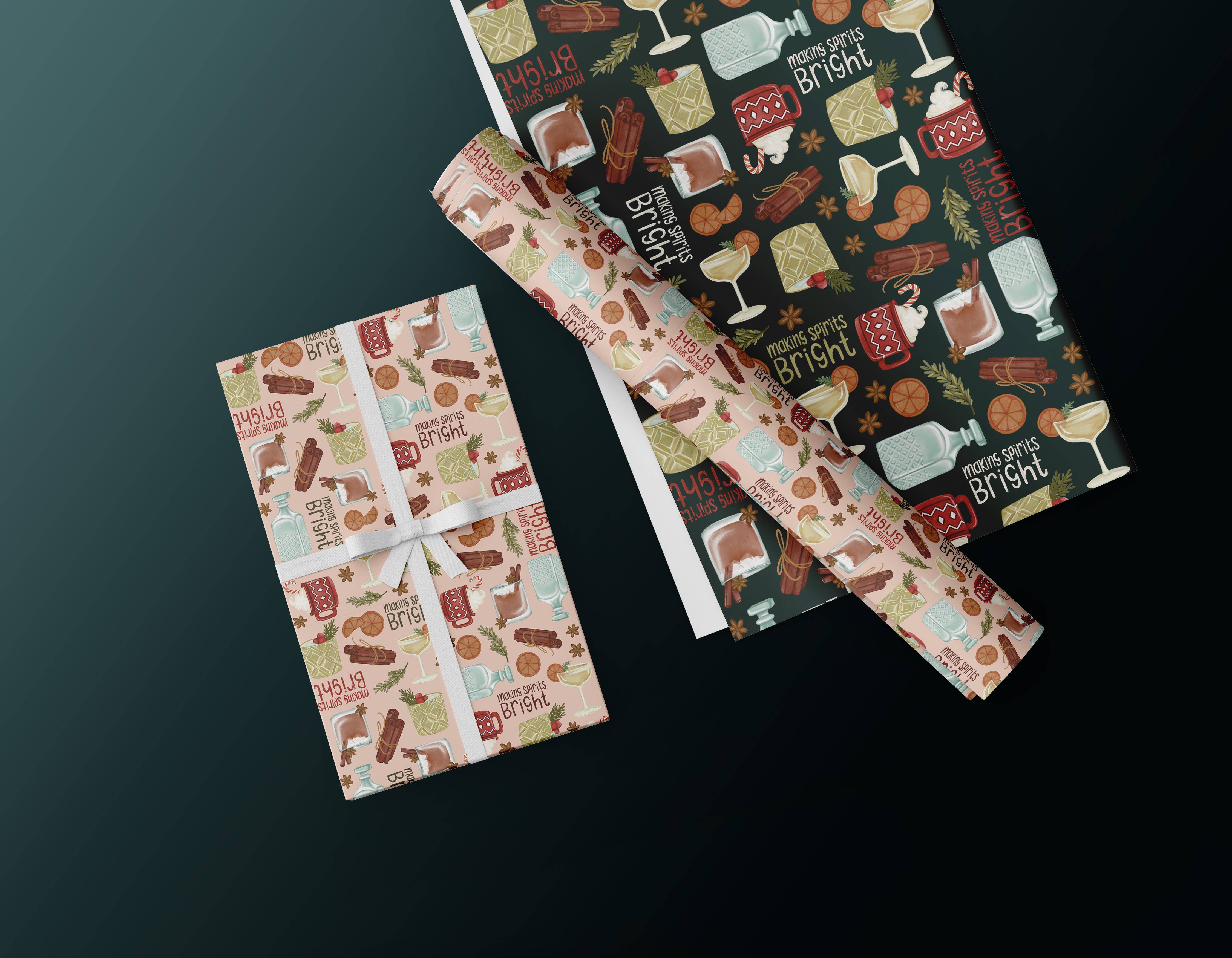 GiftyWrap - Wholesale Wrapping Paper Roll - Making Spirits Bright - Double Sided5