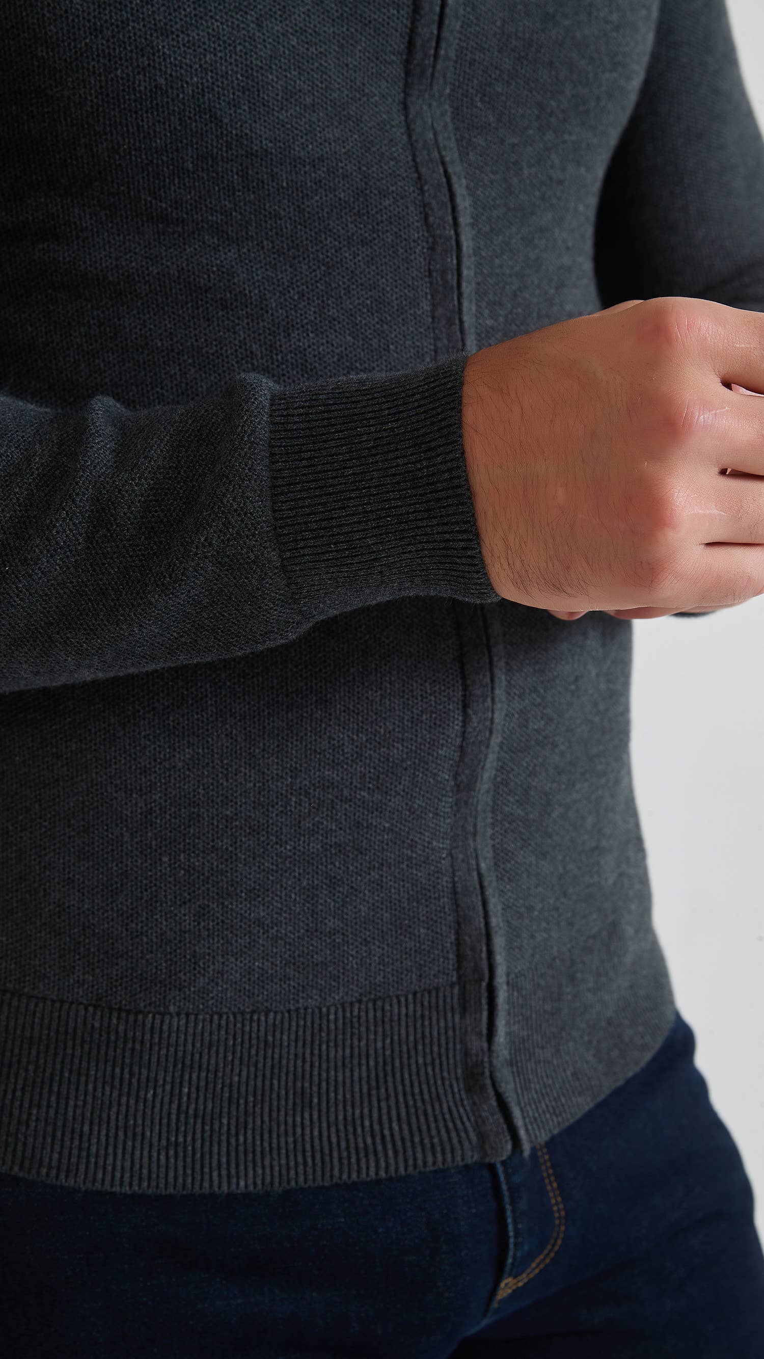 Yves Enzo – Großhandel Strickpullover – Herren – Weste aus 100% Baumwolle mit Piqué - Anthrazit2