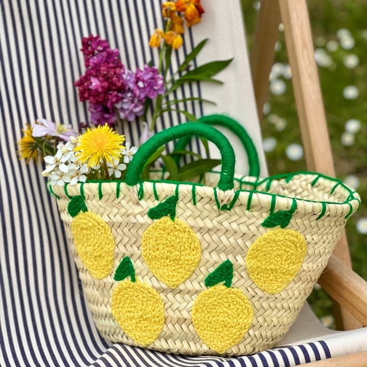 Twins Basket - Venta al por mayor Bolsa de playa - BOLSA DE PAJA Market basket hecha a mano con piel, French Market
