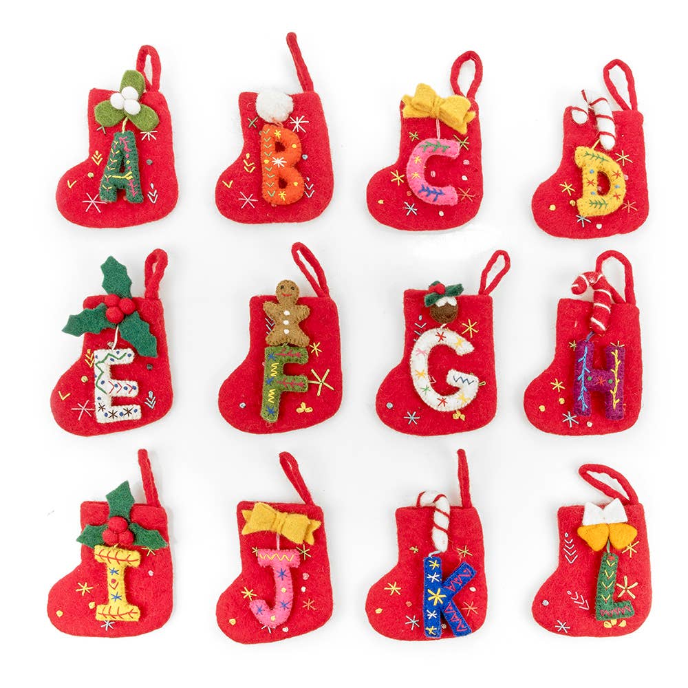Felt So Good - Wholesale Holiday Stocking - Handmade Felt Mini Alphabet Stockings - INDIVIDUAL LETTERS0