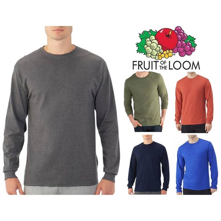 2er-Pack Fruit of the Loom Herren Eversoft Langarmshirt (Klein) für den Großhandel von Infinite Basics