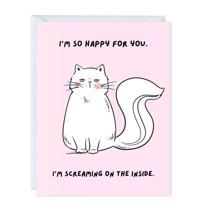 Funny Cat Graduation Congrats Card (Screaming on the inside) for wholesale by ALY LOU®