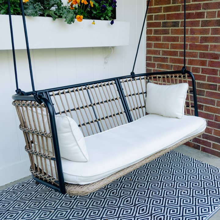 East Green Remy Porch Swing with Cushion for wholesale by The Porch Swing Company