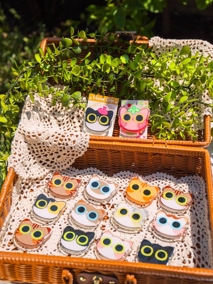 Série That's My Cat | Poignée et support pour téléphone Kawaii Kitty Cat pour la vente par MikouArt