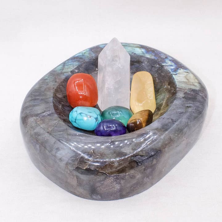 Tiny Rituals - Wholesale Spiritual Stone/Crystal - Genuine Labradorite Blue Flame Bowl - 1 of a Kind16