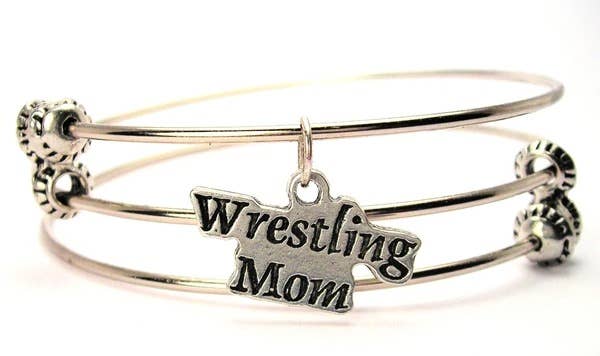 Chubby Chico Charms - Wholesale Bangle Bracelet - Wrestling Mom Triple Style Bangle Bracelet0