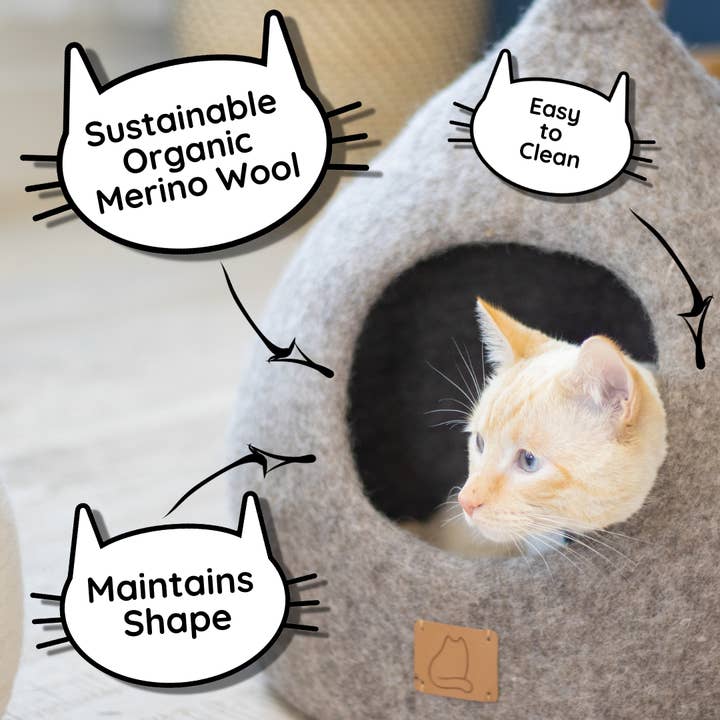 Fuzzy cove - Venta al por mayor Cama - Gatos - Cama cueva para gatos de lana fieltrada de primera calidad