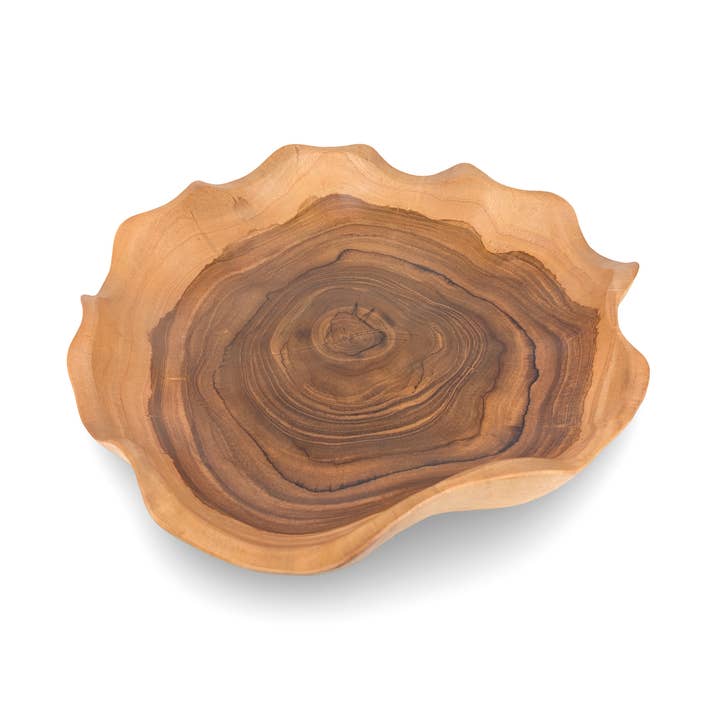 Bol en bois ondulé, bol en bois, sculpture sur bois, bol de service en bois pour la vente par baligood