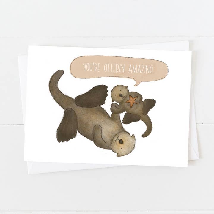 Otterly Amazing Notecard for wholesale by Nicole Bennion Illustration