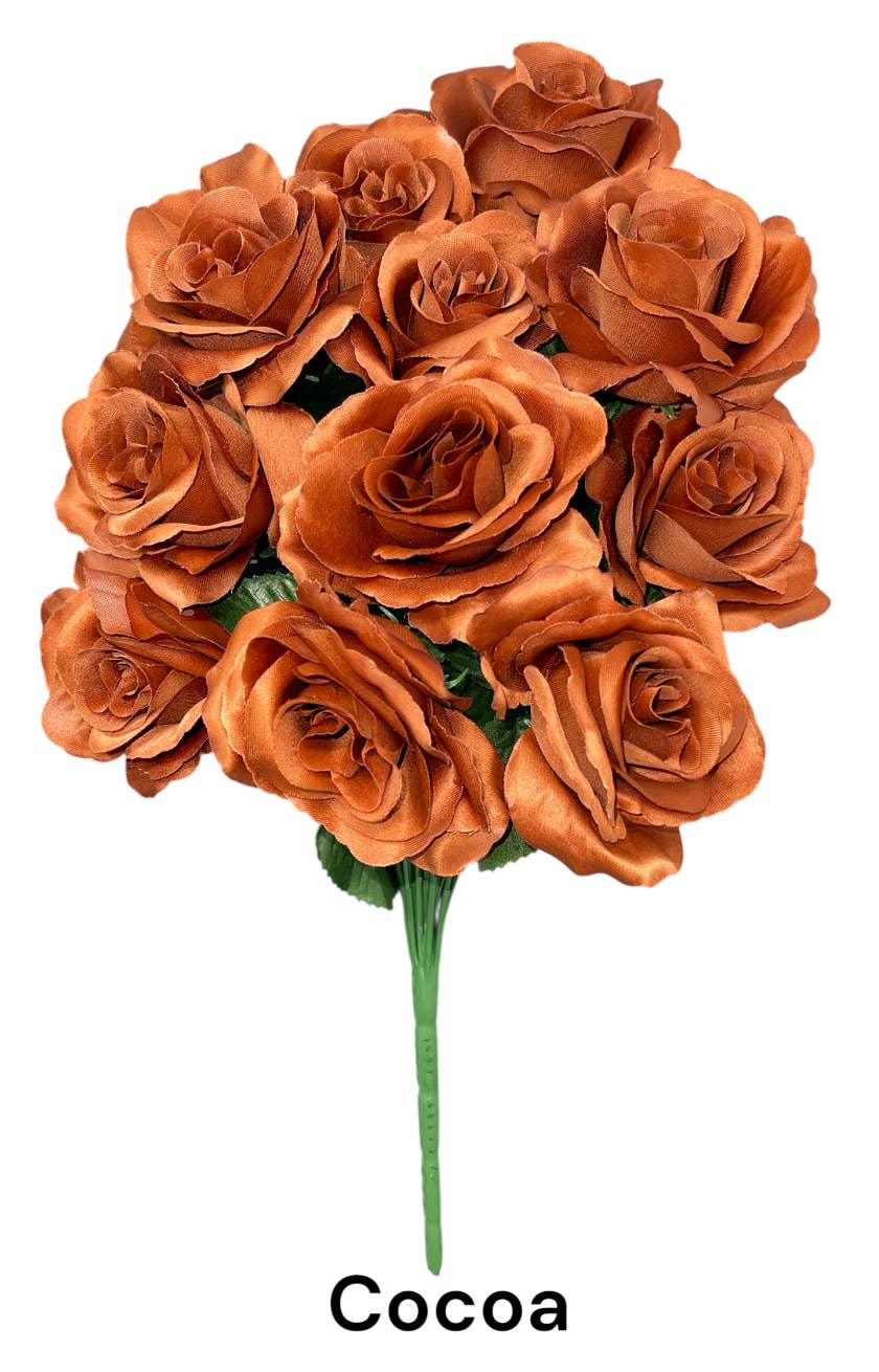Thompson Wholesale - Wholesale Artificial Flowers - Color Fast Lillian Open Rose Bush (30 PK)11