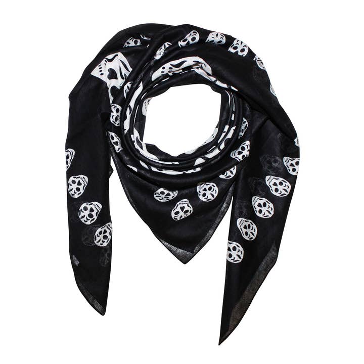 Tribal Trade GmbH - Wholesale Scarf - Unisex - Cotton Cloth Skulls 3 Black White Square Scarf1