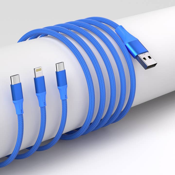 LAX Gadgets - Wholesale Charging Cable - 3-in-1 Cable For IPhone/Ipad & Android Devices - Retail Pack