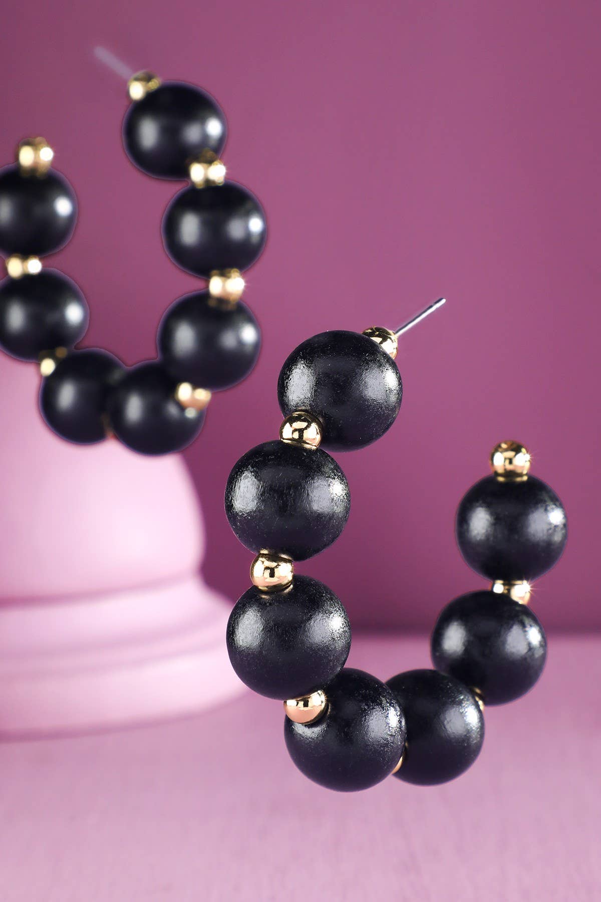 Urbanista - Wholesale Hoop Earrings - Beaded Open Hoop Earrings0