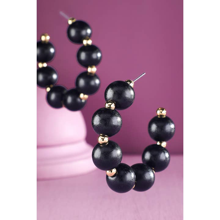 Urbanista - Wholesale Hoop Earrings - Beaded Open Hoop Earrings