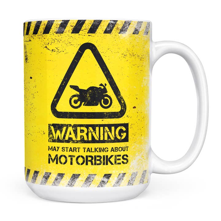 Mug Monster - Vendita all'ingrosso Tazza - Tazza da moto con scritta «Warning May Start Talking about Motorbikes»8