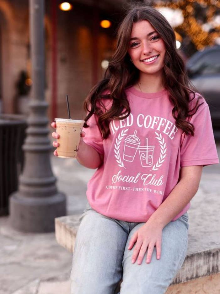 Jadelynn Brooke - Wholesale Screen Printed T-Shirt - Women's - K&C Iced Coffee Social Club - SS (Petal)