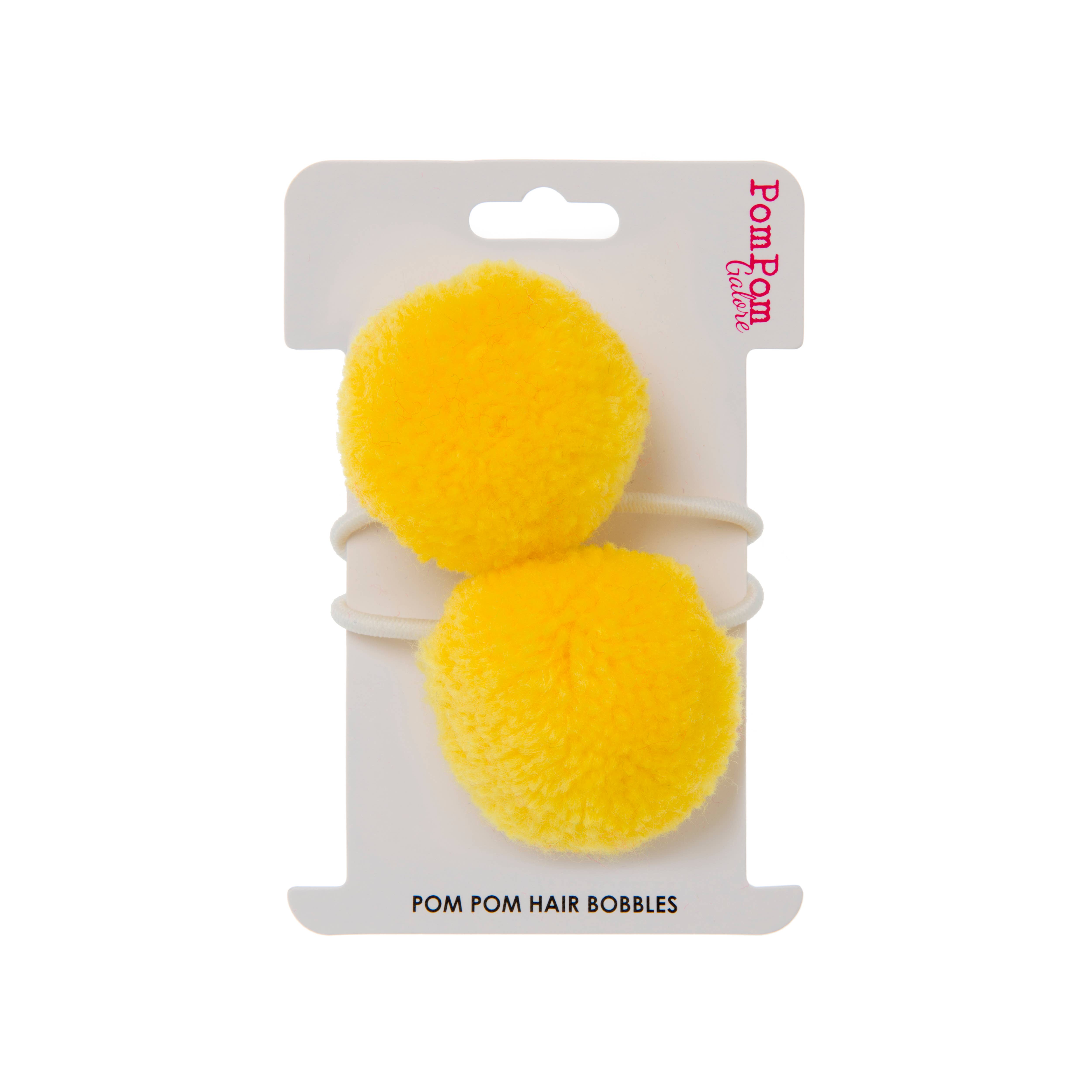 PomPom Galore - Wholesale Hair Tie - Pom Pom Hair Ties Yellow set of 2