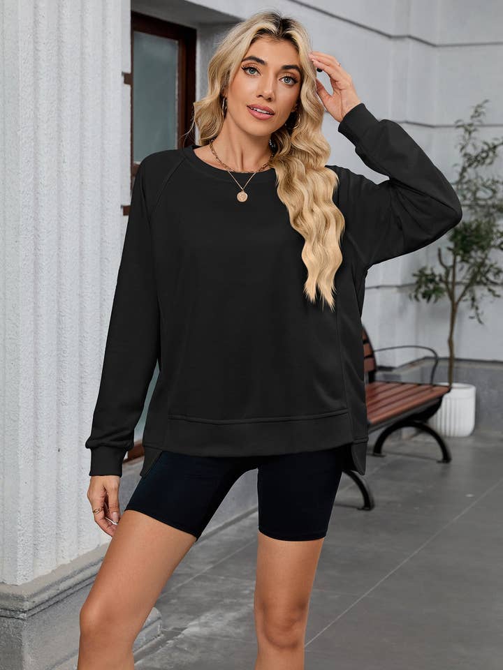 Lovesoft - Wholesale Sweatshirt – Women's - Women’s Solid Crewneck Sweatshirt, Ribbed Casual Pullover