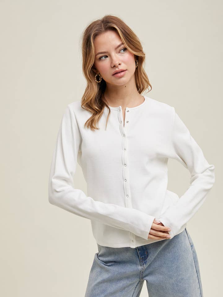 Wishlist Apparel - Wholesale Knit Top - Women's - RIBBED BUTTON-UP KNIT TOP / WL25-10955
