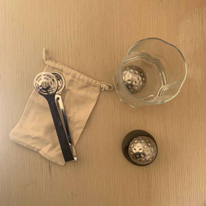 Fox Run Brands - Wholesale Drink Chilling Cubes - Outset 2 Golf Ball Whiskey Cubes with Tongs and Storage Bag