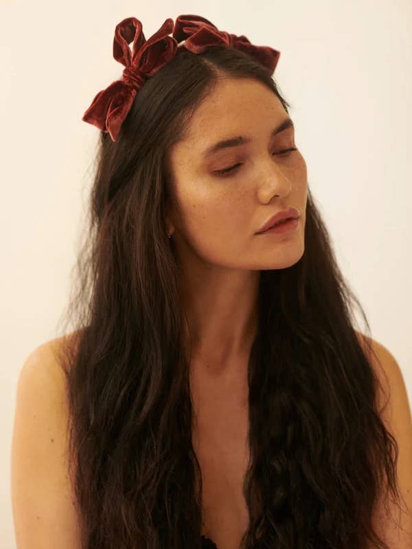 Alouette Double Bow Headband in Black Velvet for wholesale by Jasmine Chong