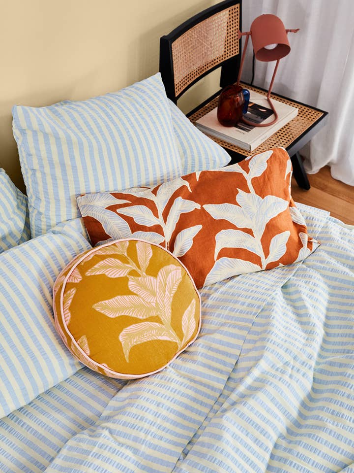 Butter Blue Seersucker Fitted Sheet for wholesale by Mosey Me