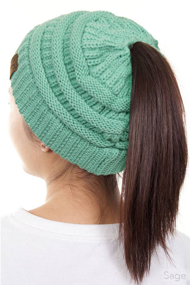 Hana - Wholesale Beanie - Women's - C.C Solid Color Ponytail Messy Bun Beanie27