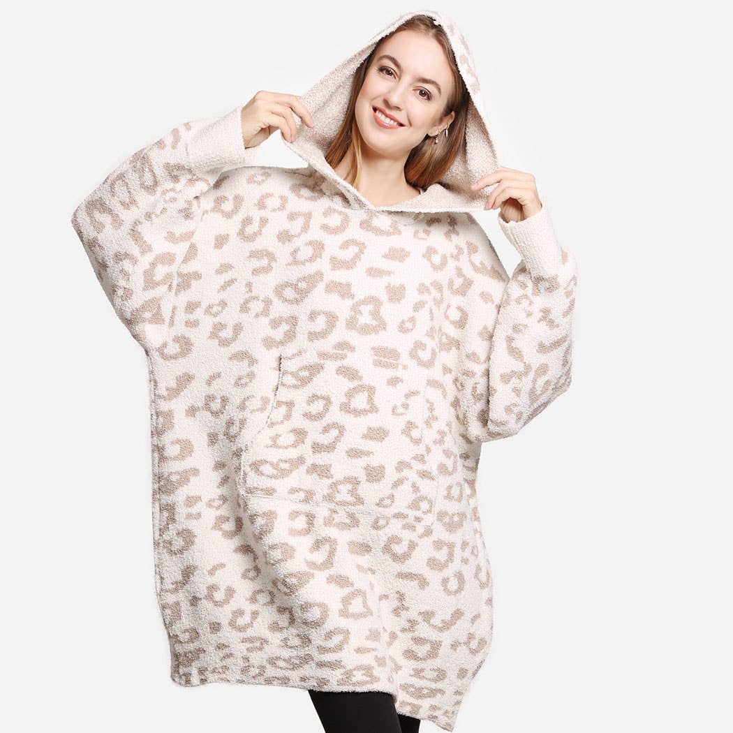 Fashion City - Wholesale Hoodie - Women's - Leopard Print Soft Hooded Snuggie w Pocket6