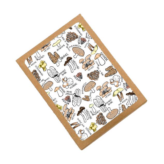 Biglietto di auguri a forma di fungo, in confezione per la vendita all'ingrosso da parte di Corvidae drawings & designs