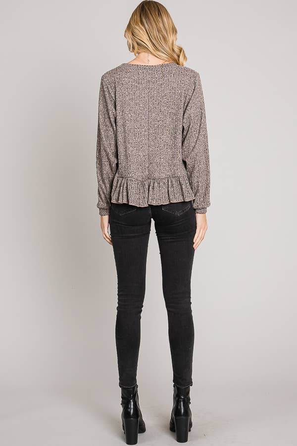 Cerule - Vendita all'ingrosso Top in maglia - Donna - Top a maniche lunghe con orlo increspato14