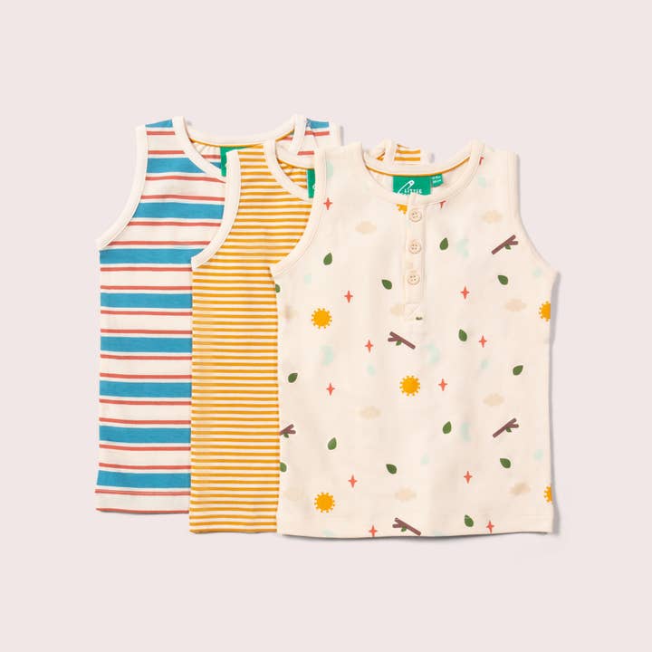 Adventure Organic Vest Set - 3 Pack for wholesale by Little Green Radicals
