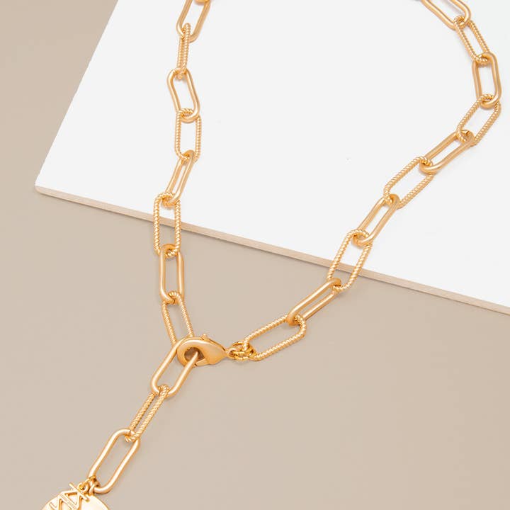 ZENZII Jewelry - Wholesale Pendant/Charm Necklace - Gold Paper Clip & Coin Medallion Necklace1