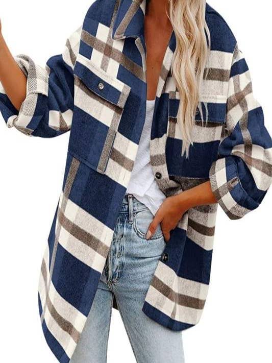 veste décontractée à carreaux à manches longues pour la vente par Queen Fashion