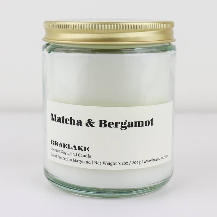 Matcha + Bergamot Candle for wholesale by Braelake Studio