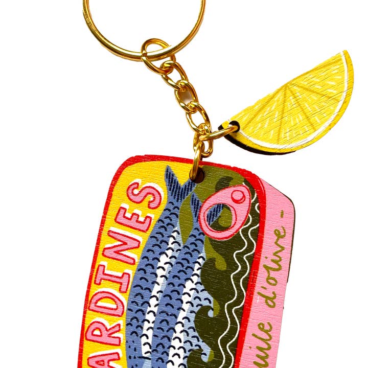 Sardines charm keychain for wholesale by Laura Barnes Wholesale Ltd