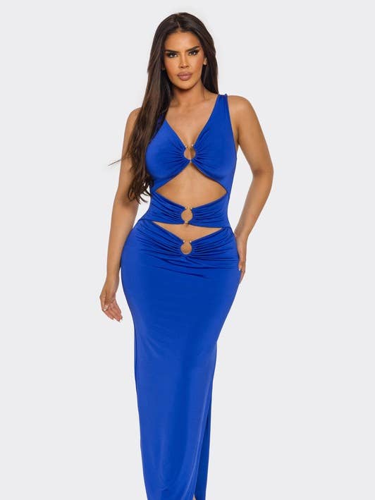 ROBE MAXI À DÉCOUPES TRIPLE ANNEAU pour la vente par DIOSA