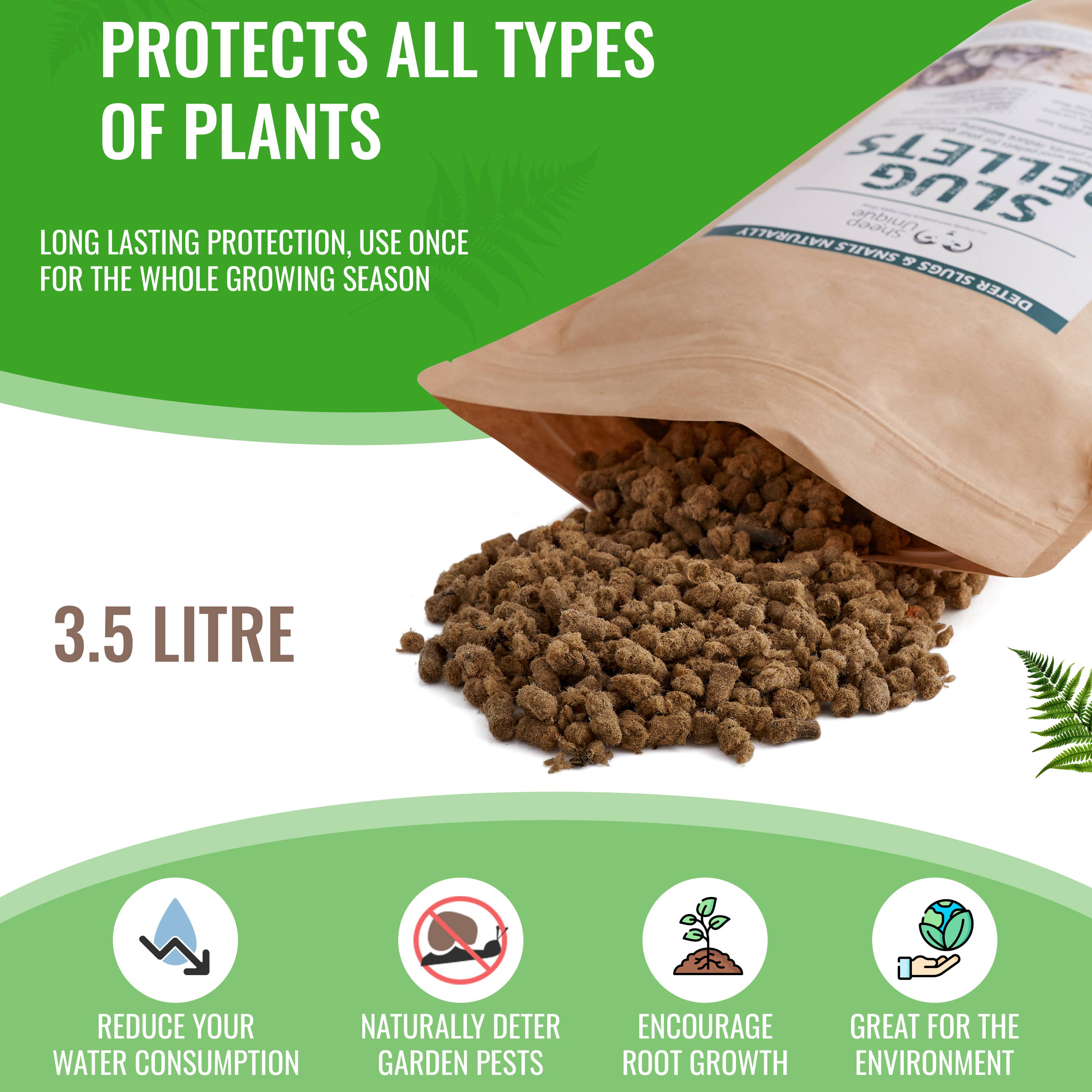 Sheep Unique - Wholesale Planting/potting soil - Slug Wool Pellets - 100% Wool, Pest Repellent, 3.5L / 7.3pts6