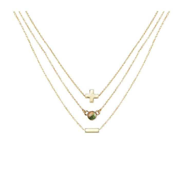 Ensemble de 3 colliers Unakite & Or pour la vente par CHARGED