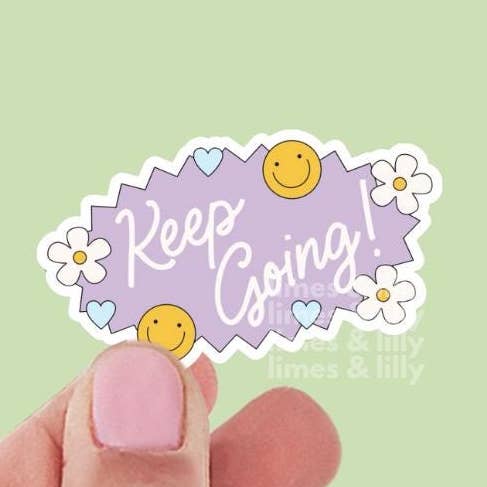 Bliv Ved Smiley Ansigter Vinyl Klistermærke for engroshandel hos Limes & Lilly