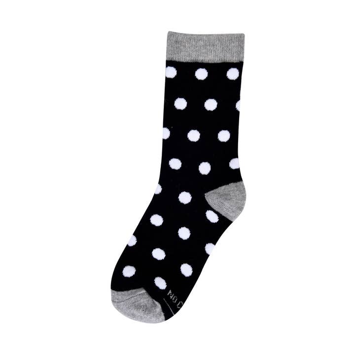 Black with White Polka Dots Kids Socks for wholesale by No Cold Feet