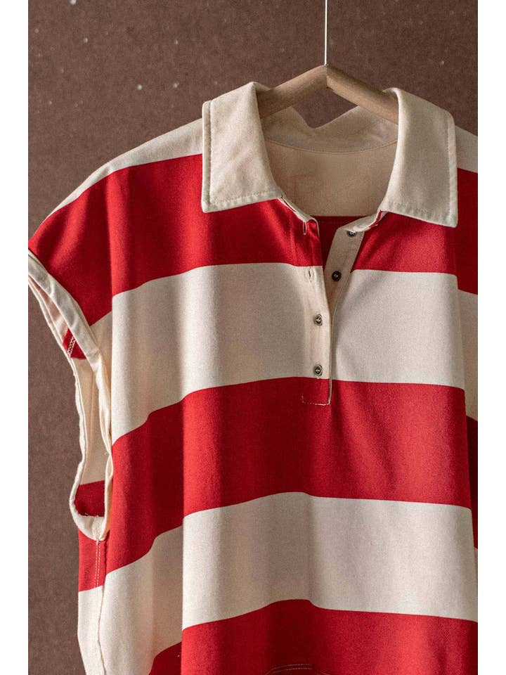 Urban Daizy - Wholesale Polo - Women's - Bold Striped Dolman Sleeve Polo Shirt