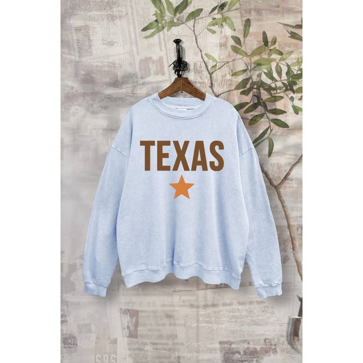 P7387 - TEXAS STAR GRAPHIC FRENCH TERRY SWEATSHIRT for wholesale by VINTAGE POINT USA