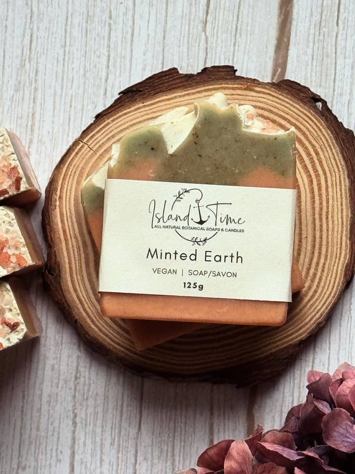 All Natural Minted Earth Vegan Handmade Artisan Soap Bar for wholesale by Island Time Soap & Candle