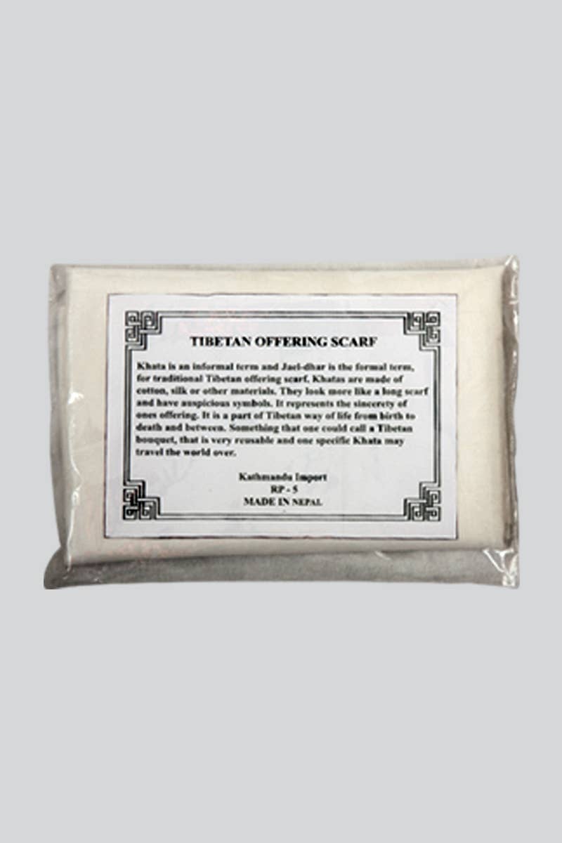 Kathmandu Imports – Cachecol - Unissexo por atacado – Cachecol Tibetano Branco Khata (TOS-02)