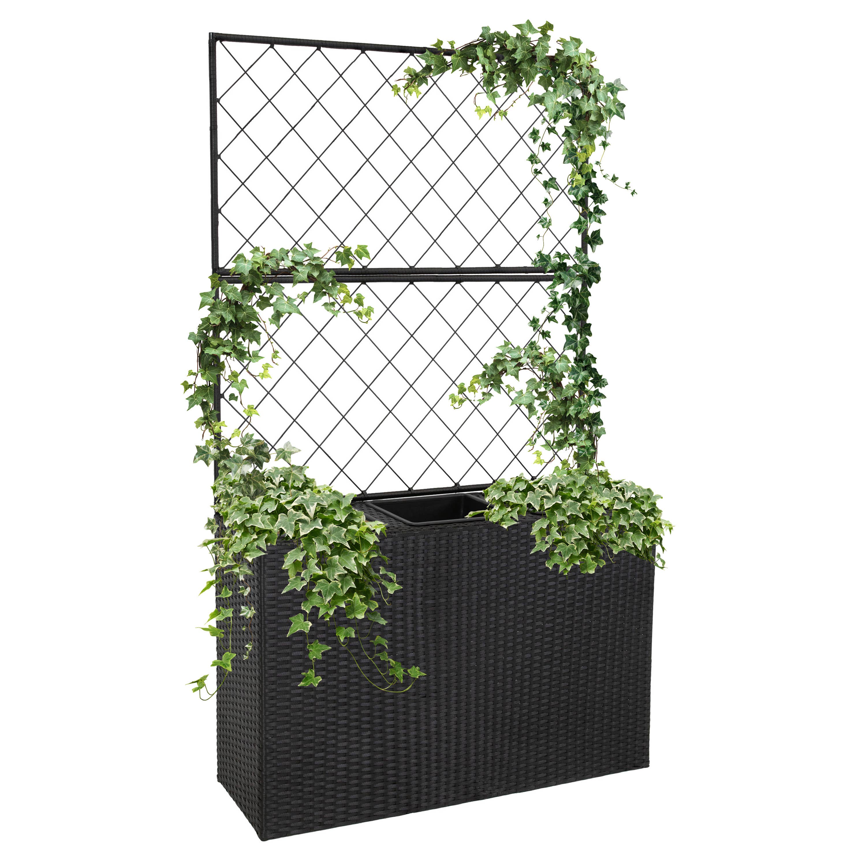 Sunnydaze Decor - Wholesale Plant Pot - 3-Section Wicker Planter Box with Trellis - Black9