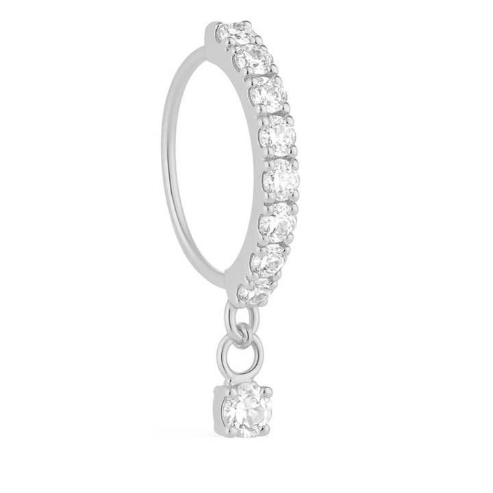 Anneau de nez en argent avec 8 pierres pendantes pour nez percé pour la vente par Ava’s Accessory Box