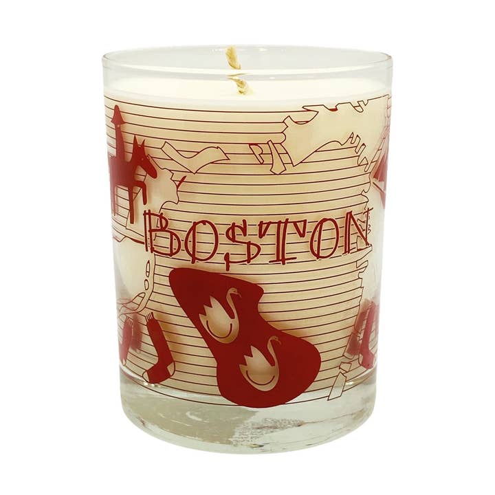 Boston Screen Printed 100% Soy Candle Cocktail Glass for wholesale by Seawicks Candle Company